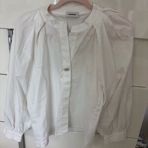 Sandro Elegant White Blouse with rhinestone button